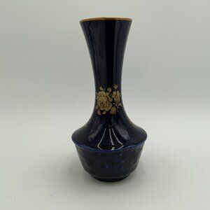 Bareuther Waldsassen Bavaria Germany 12 Echt Cobalt w Gold 7 1/4" Tall Bud Vase
